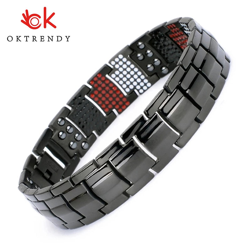 100% Pure Titanium Magnetic Black Chain Bracelet Hematite Health Energy Bracelet