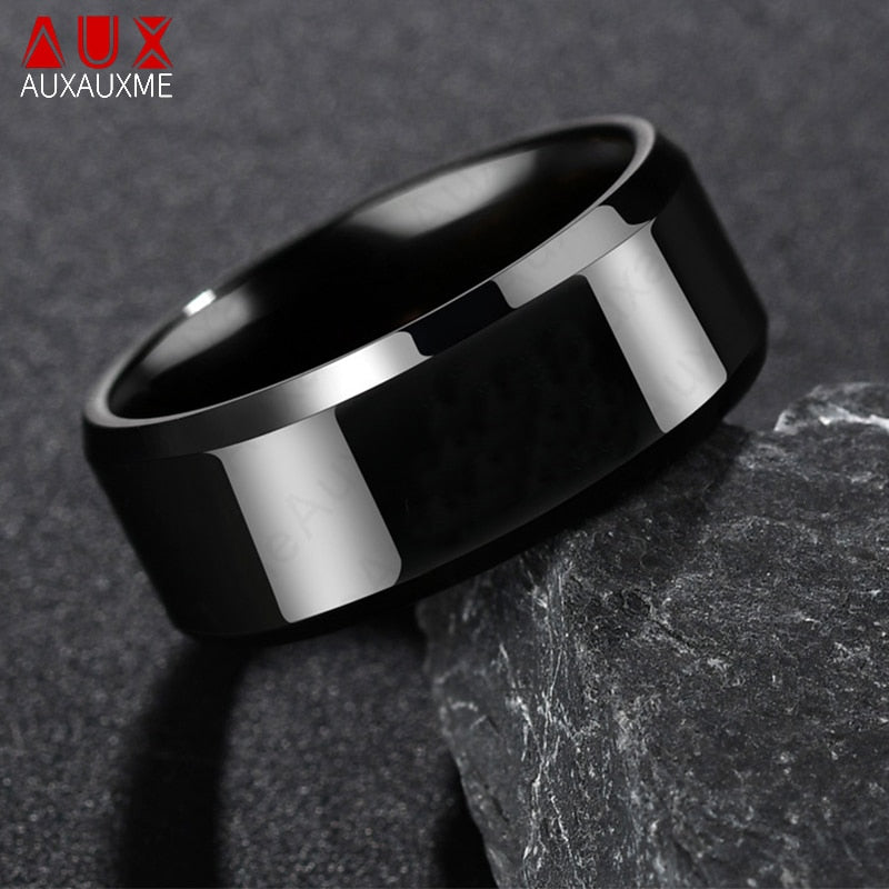 Very cool 8mm Black Titanium Stainless Ring Jewelry Size 5-13