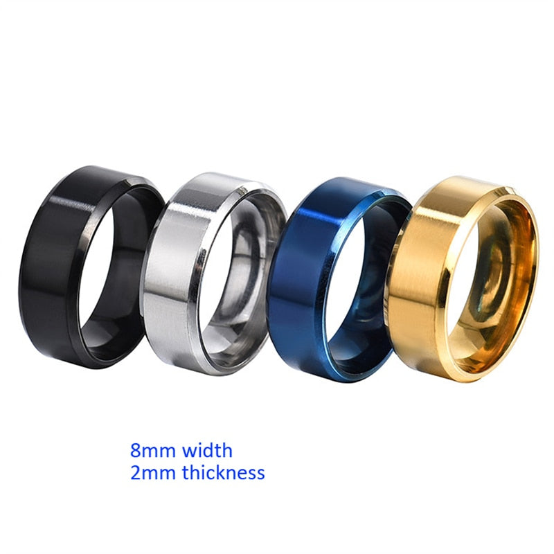 8mm Matt Stainless Steel and Titanium Ring -  Eloquently Simple - Four color to choose from