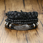 Super 4Pcs/ Set Braided Wrap Leather Bracelets