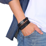 Super 4Pcs/ Set Braided Wrap Leather Bracelets