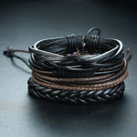 Super 4Pcs/ Set Braided Wrap Leather Bracelets