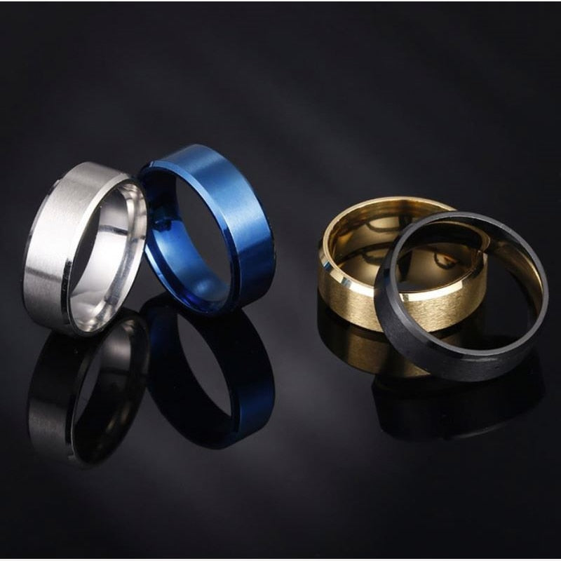 8mm Matt Stainless Steel and Titanium Ring -  Eloquently Simple - Four color to choose from