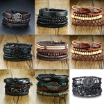Super 4Pcs/ Set Braided Wrap Leather Bracelets