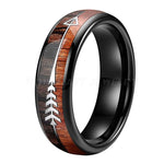 Classy 6/8mm Tungsten Carbide Ring Natural Koa Wood Arrow Inlay