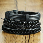 Super 4Pcs/ Set Braided Wrap Leather Bracelets