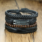 Super 4Pcs/ Set Braided Wrap Leather Bracelets