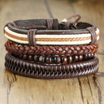 Super 4Pcs/ Set Braided Wrap Leather Bracelets