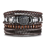 Super 4Pcs/ Set Braided Wrap Leather Bracelets