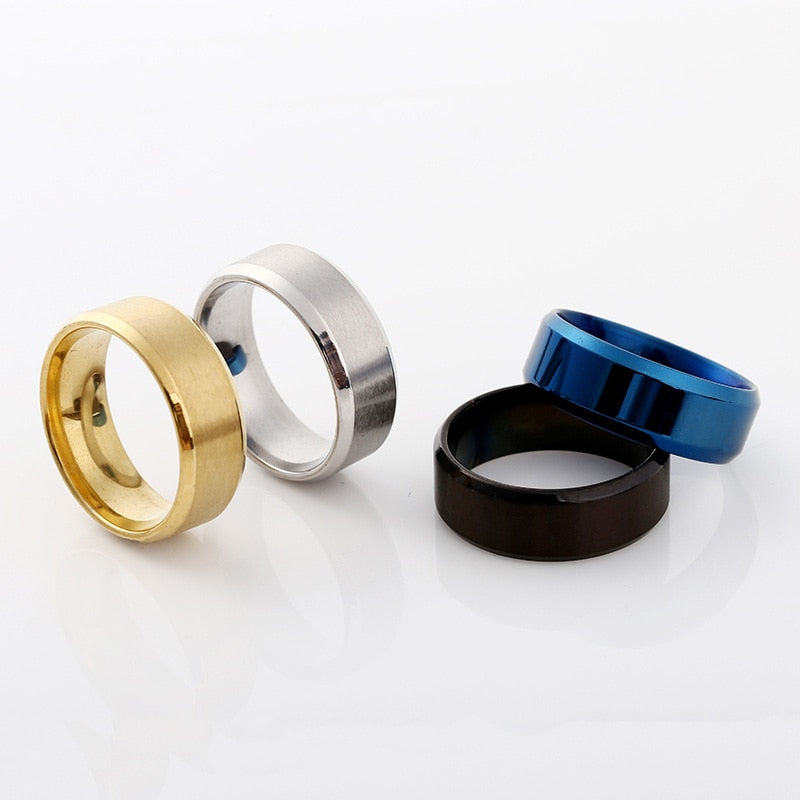 8mm Matt Stainless Steel and Titanium Ring -  Eloquently Simple - Four color to choose from