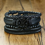 Super 4Pcs/ Set Braided Wrap Leather Bracelets