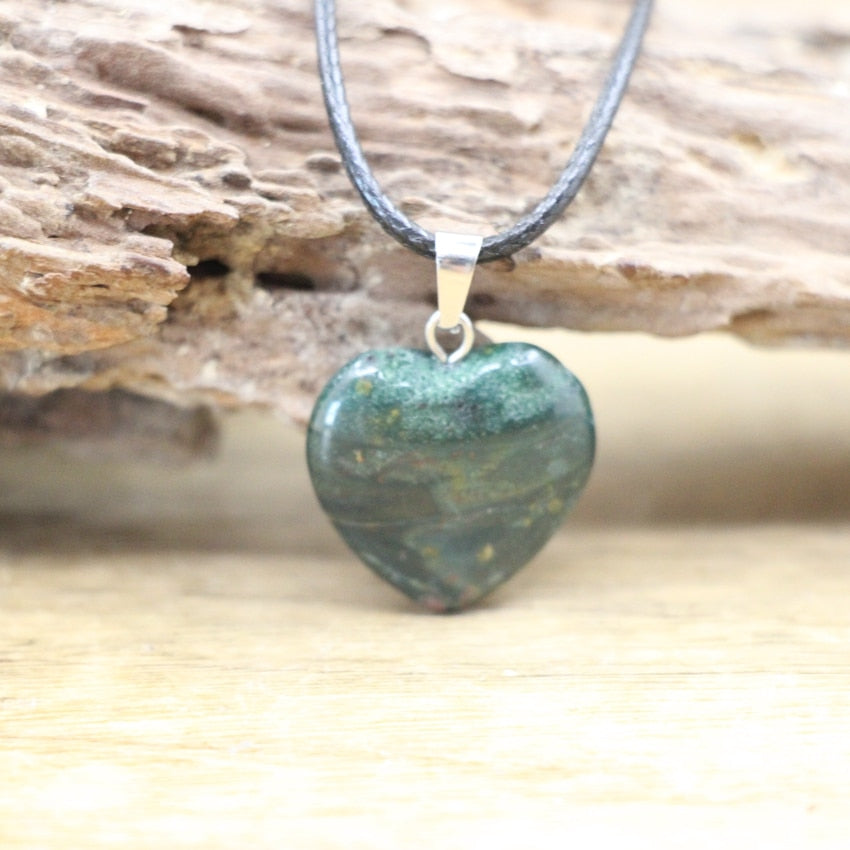 Natural Agates Turquoises Quartz Heart Shape Pendant Crystal Amethysts Healing Gemstone Necklace Charm