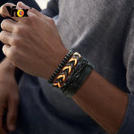 Super 4Pcs/ Set Braided Wrap Leather Bracelets