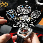 Cool Watch for Men Automatic Skeleton Silicone Strap Sapphire Crystal  Waterproof