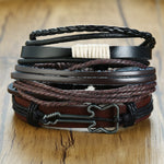 Super 4Pcs/ Set Braided Wrap Leather Bracelets