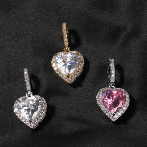 THE BLING KING New Peach Heart Pendant Necklace Color Psychedelic HipHop Full Iced Out Cubic Zirconia CZ Stone