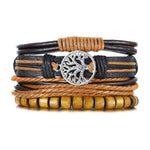Super 4Pcs/ Set Braided Wrap Leather Bracelets