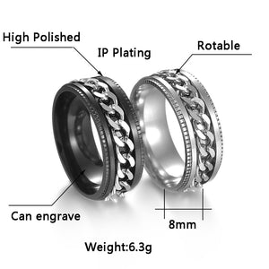 Cool Stainless Steel Rotatable Ring High Quality Spinner Chain