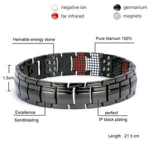 100% Pure Titanium Magnetic Black Chain Bracelet Hematite Health Energy Bracelet