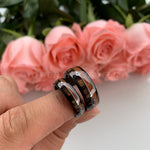 Classy 6/8mm Tungsten Carbide Ring Natural Koa Wood Arrow Inlay