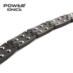 Power Ionics Mens black/blue/red carbon fiber 100% Pure Titanium Magnetic Therapy Bracelet