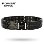 Power Ionics Mens black/blue/red carbon fiber 100% Pure Titanium Magnetic Therapy Bracelet