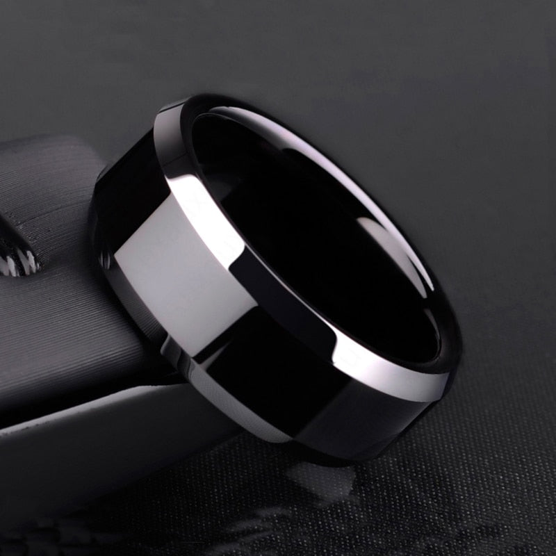 Very cool 8mm Black Titanium Stainless Ring Jewelry Size 5-13