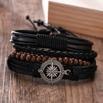 Super 4Pcs/ Set Braided Wrap Leather Bracelets