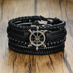 Super 4Pcs/ Set Braided Wrap Leather Bracelets
