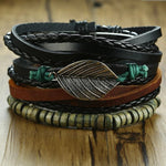 Super 4Pcs/ Set Braided Wrap Leather Bracelets