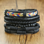 Super 4Pcs/ Set Braided Wrap Leather Bracelets