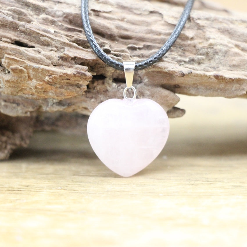 Natural Agates Turquoises Quartz Heart Shape Pendant Crystal Amethysts Healing Gemstone Necklace Charm