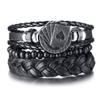 Super 4Pcs/ Set Braided Wrap Leather Bracelets
