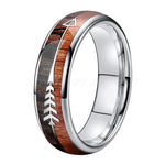 Classy 6/8mm Tungsten Carbide Ring Natural Koa Wood Arrow Inlay