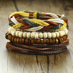 Super 4Pcs/ Set Braided Wrap Leather Bracelets