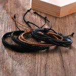 Super 4Pcs/ Set Braided Wrap Leather Bracelets