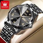 OLEVS Watch -  Rhombus Mirror Original Quart watch -  Waterproof Luminous Stainless Steel  Date Week