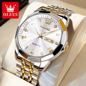 OLEVS Men's Watches Rhombus Mirror Original Quartz