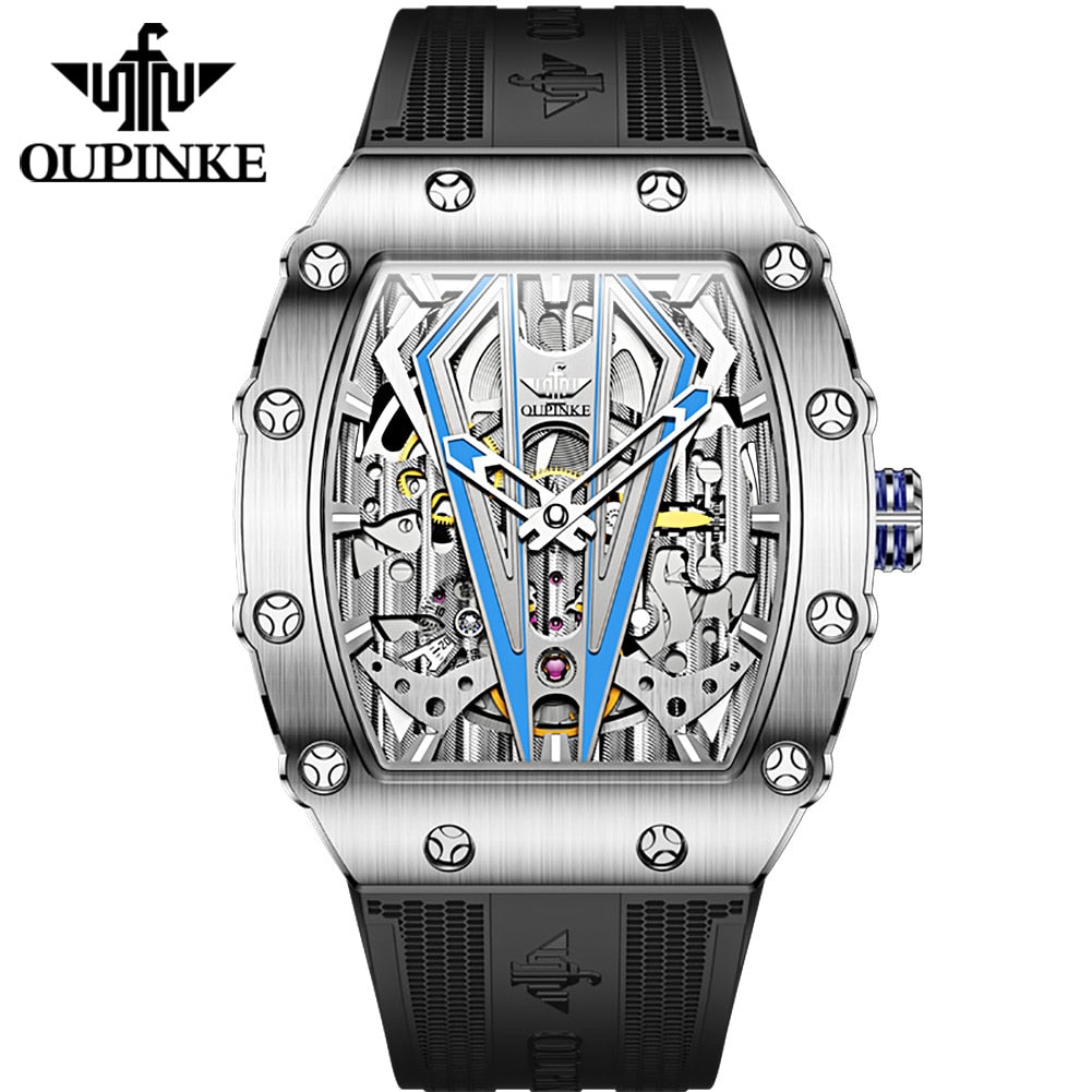 Cool Watch for Men Automatic Skeleton Silicone Strap Sapphire Crystal  Waterproof