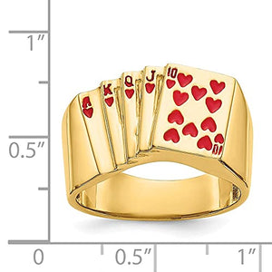 Diamond2Deal 14k Yellow Gold Enameled Royal Flush Mens Ring for Men Size 10