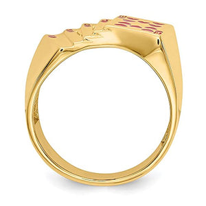 Diamond2Deal 14k Yellow Gold Enameled Royal Flush Mens Ring for Men Size 10