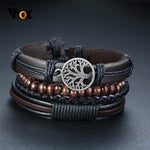Super 4Pcs/ Set Braided Wrap Leather Bracelets